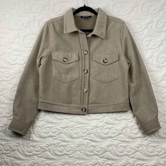 Lily Morgan Tan Button-Up Blazer Size Medium - Picture 1 of 8